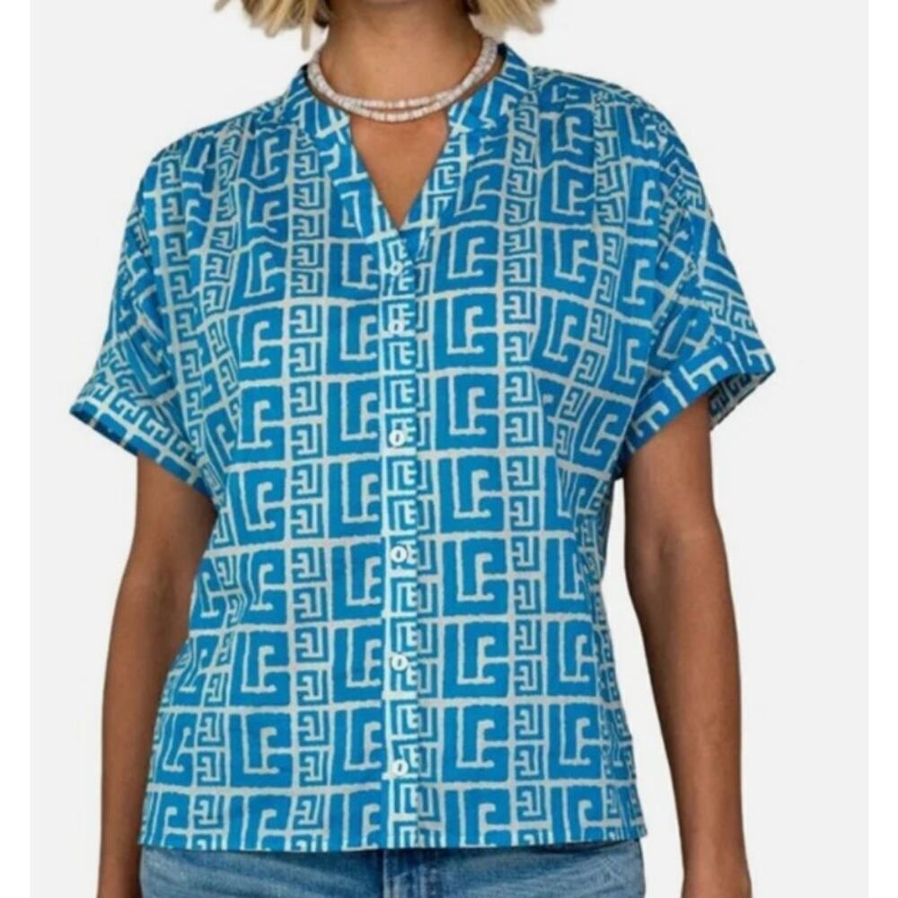 Olivia James The Label Tatum Top Blue Size Small